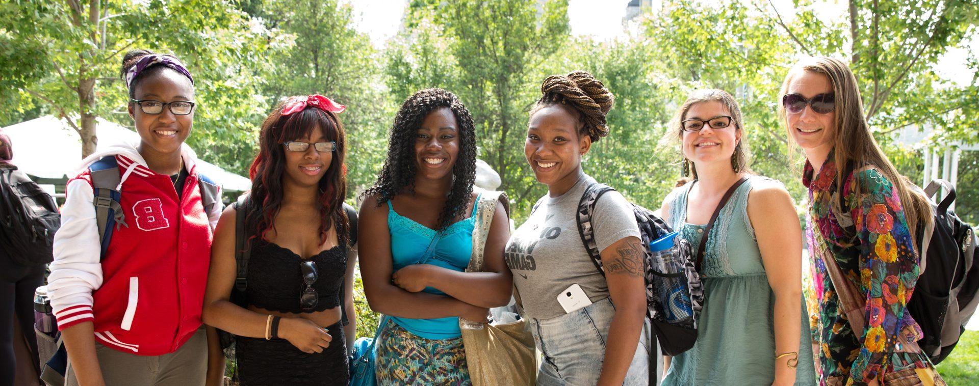 Photo of a group of students on campus.